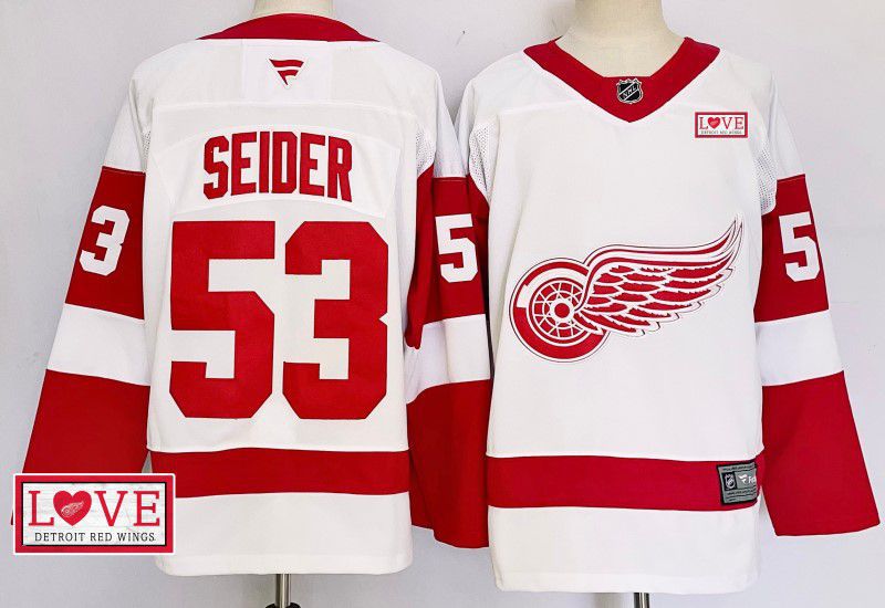 Men Detroit Red Wings #53 Seider White Fanatics 2025 NHL Jersey style 5->detroit red wings->NHL Jersey